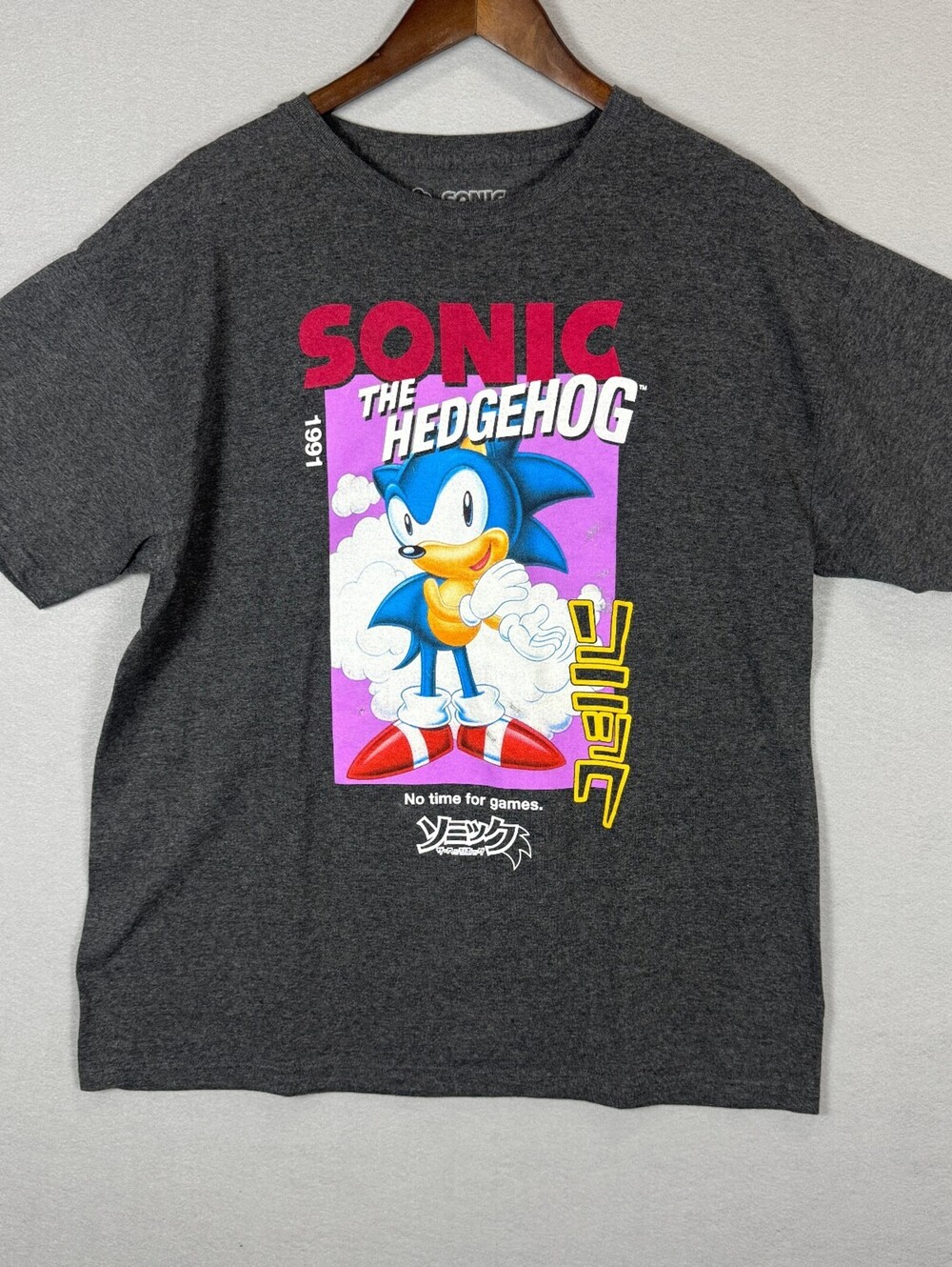 Sega Sonic The Hedgehog Gray Men's L Graphic T-Shirt